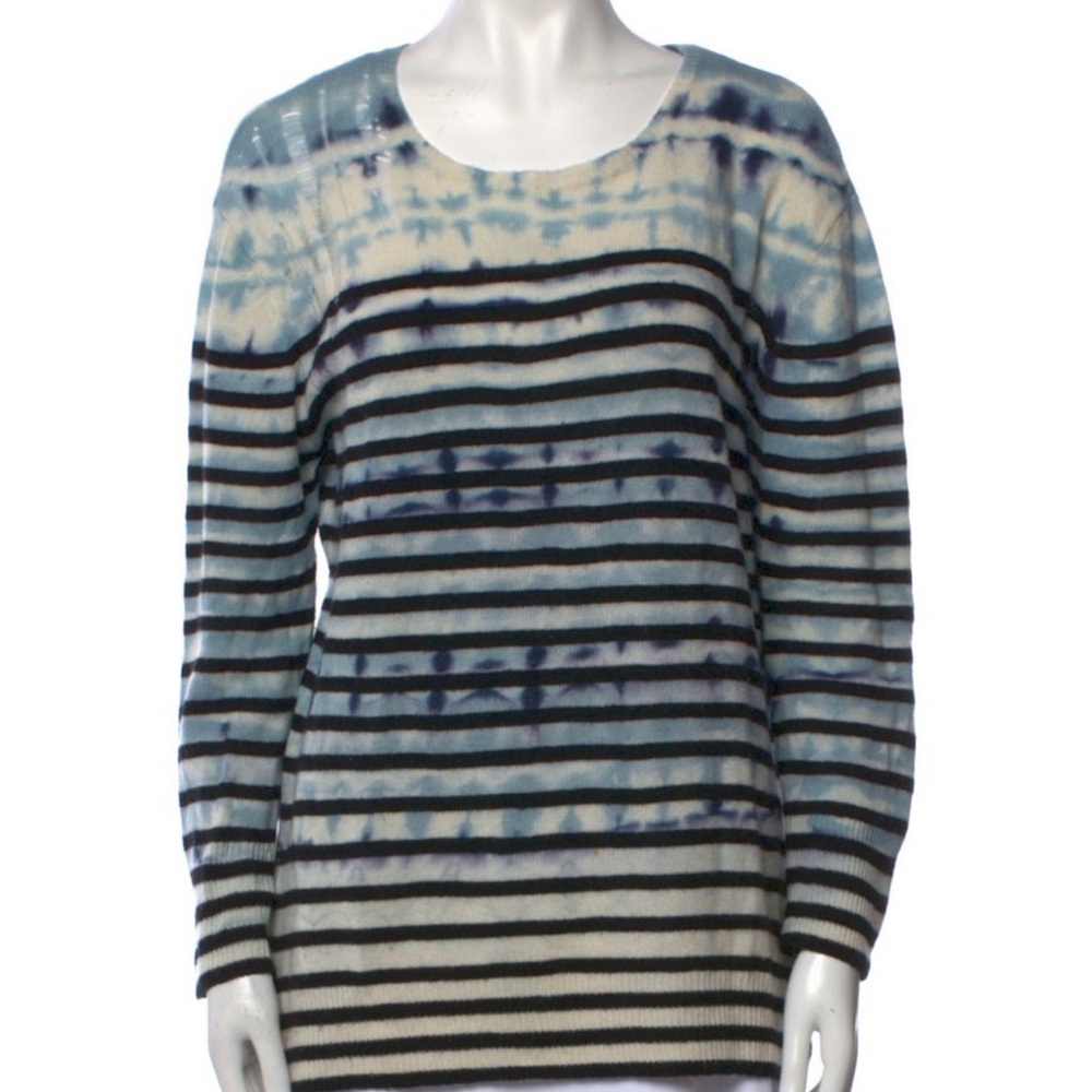 Raquel Allegra Blue and Black Striped Cashmere Sweater